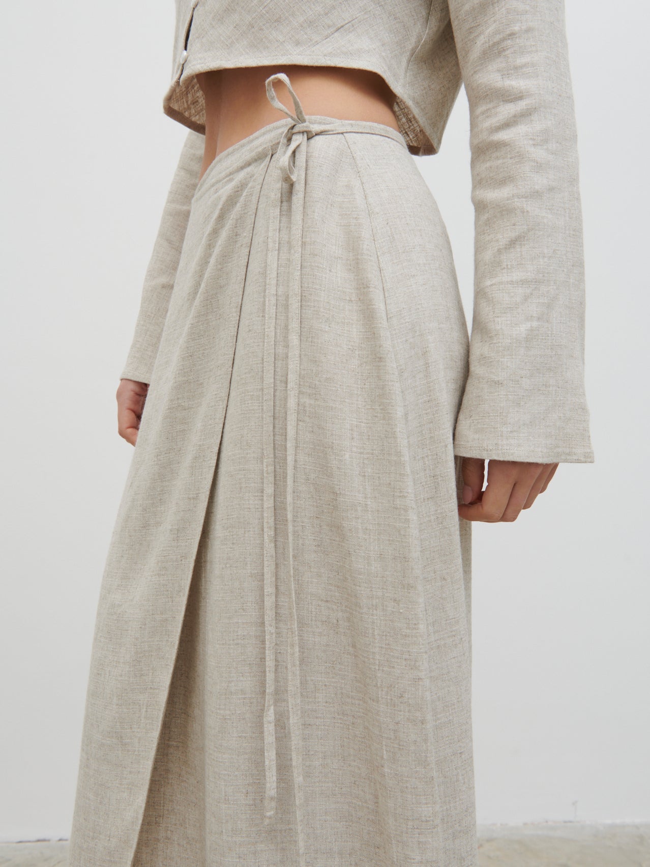 Abigail Wrap Linen Midaxi Skirt - Natural
