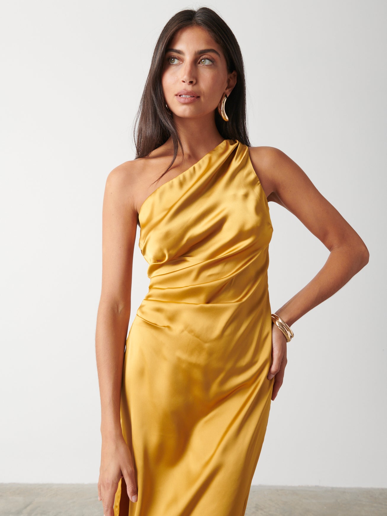 Amelia Ruched Midaxi Dress - Saffron