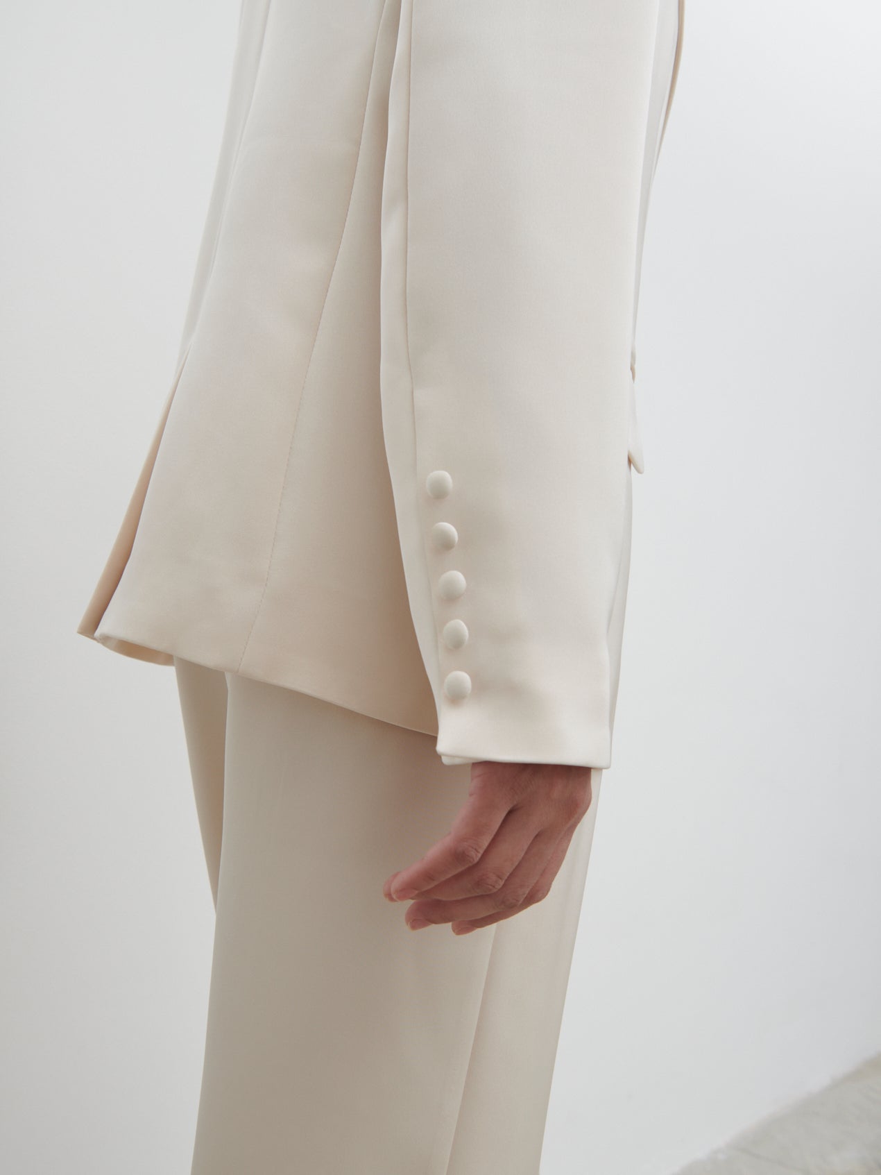 Callie Satin Suit Jacket - Ivory