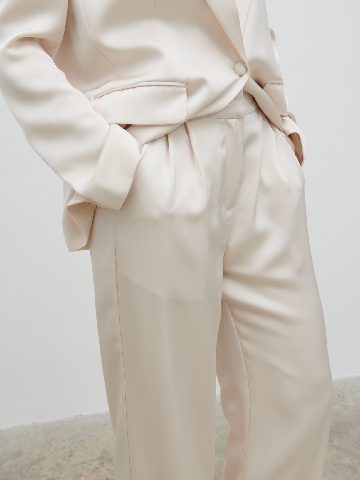 Callie Satin Suit Trousers - Ivory