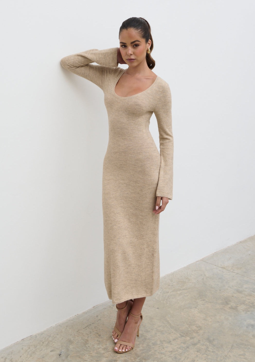 scoop neck knit dress Clara while the playful ruffle Strapless Beaded Flowy Gown SIZE:24W AM-PD-10664