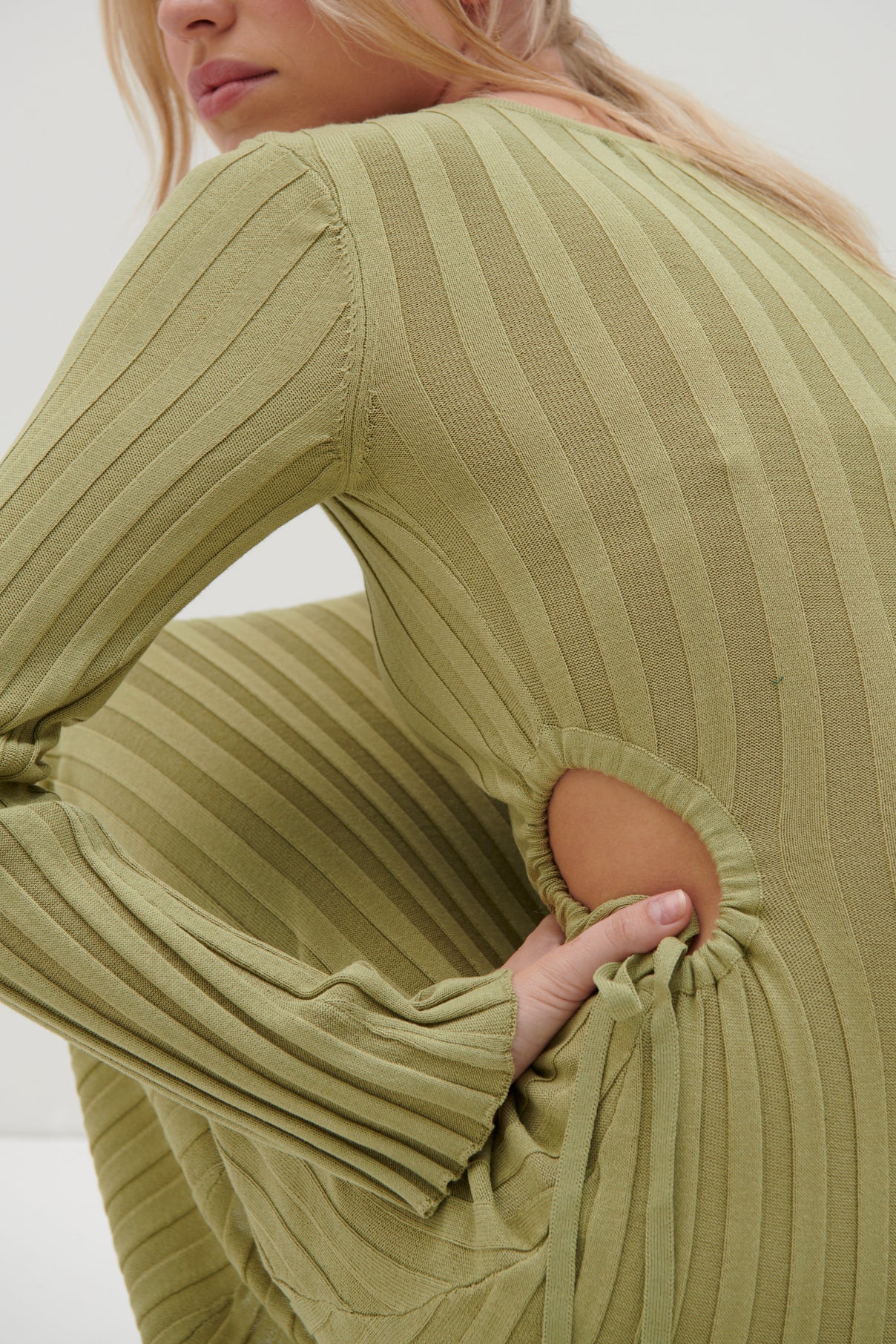 Dahlia Cut Out Maxi Knit Dress - Tarragon Green