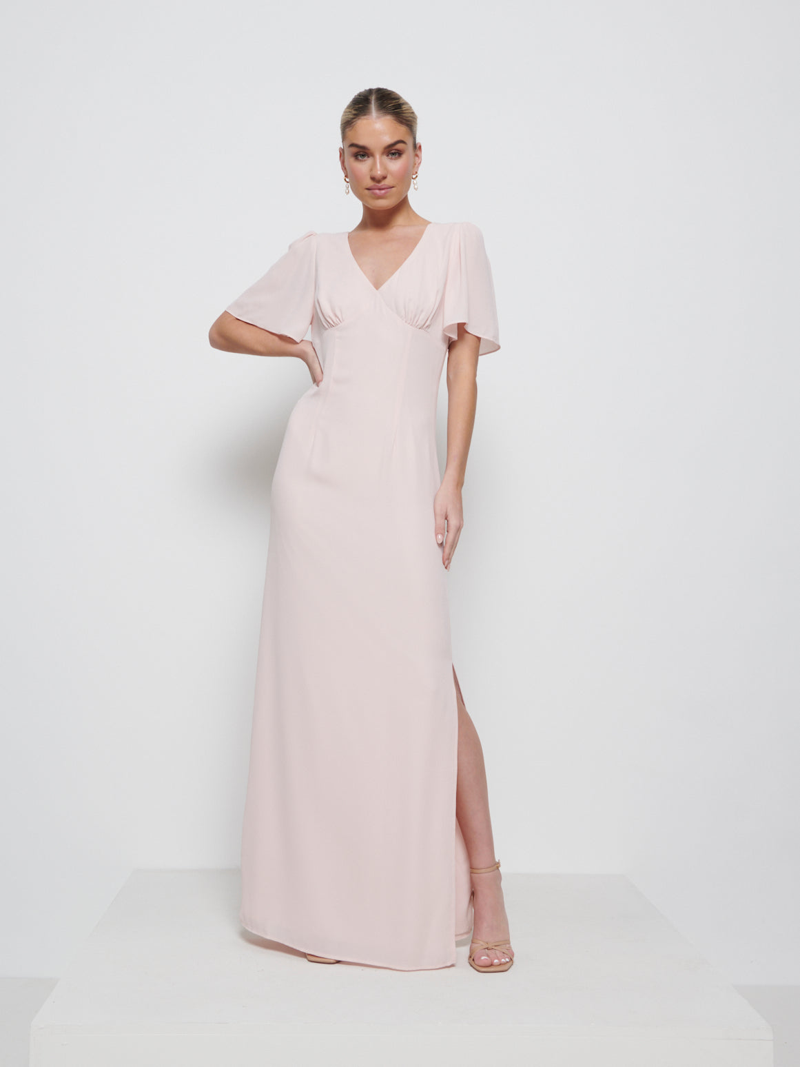 Edie Chiffon Maxi Bridesmaids Dress - Blush