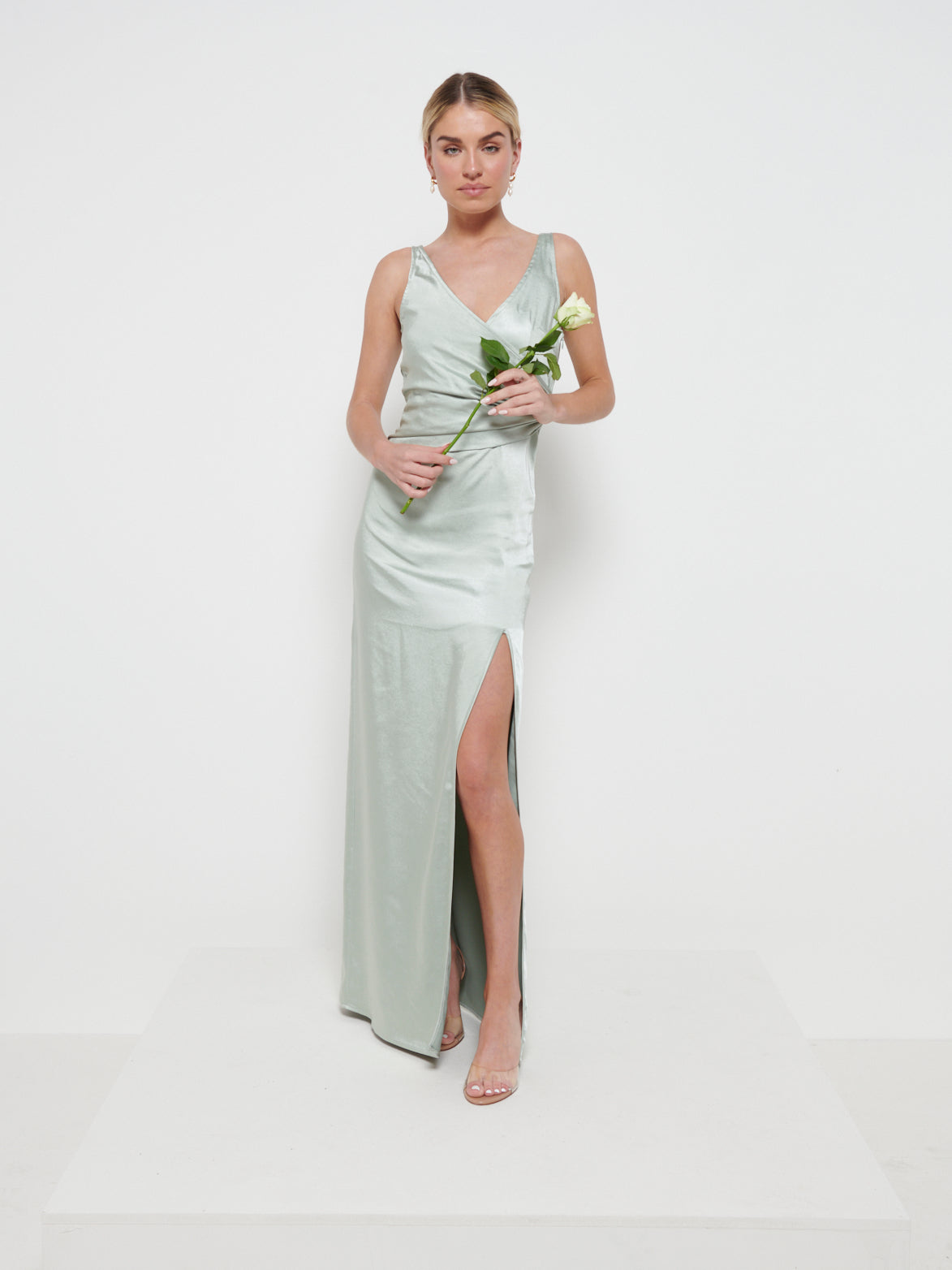 Esmee Wrap Maxi Bridesmaid Dress - Matte Sage