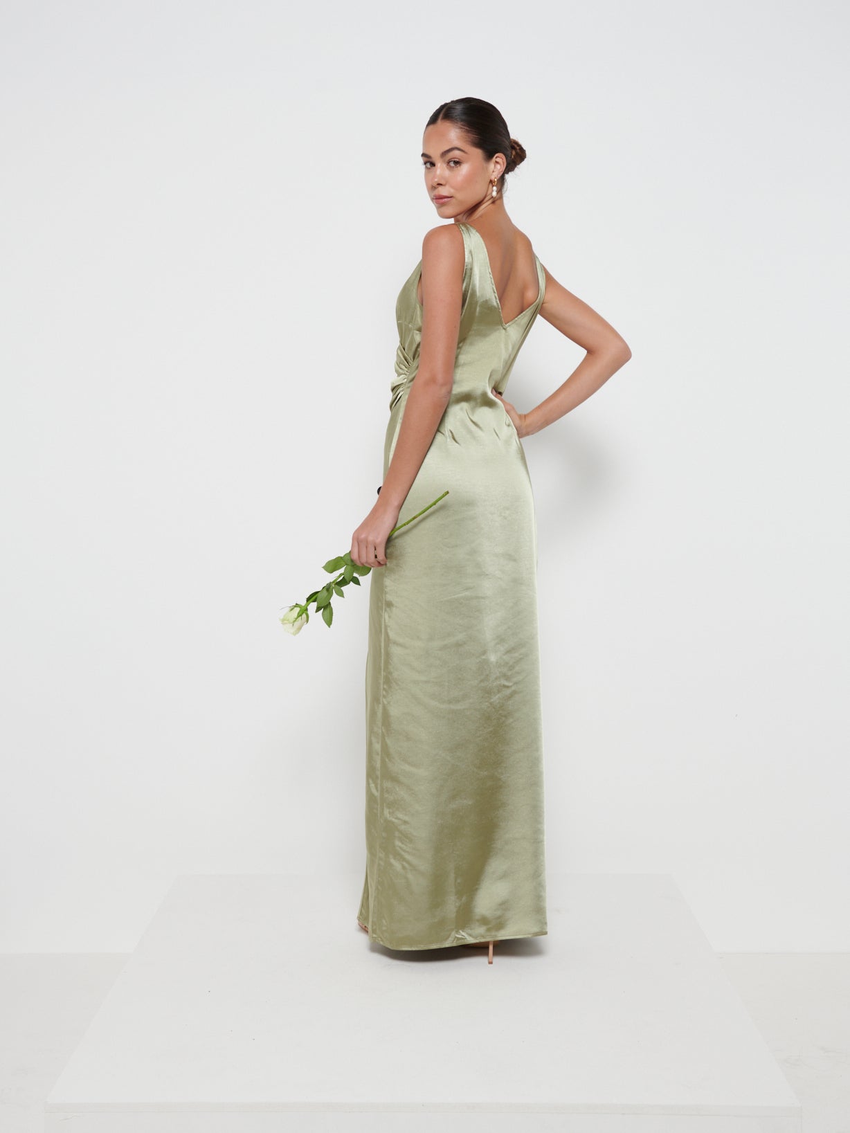 Esmee Wrap Maxi Bridesmaid Dress - Matte Olive