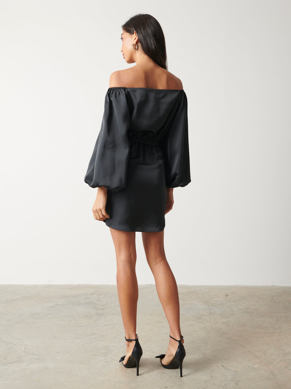 Fern Bardot Mini Dress - Black