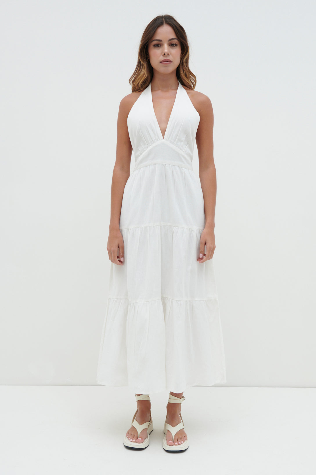 Gabrielle Halterneck Midaxi Dress - White