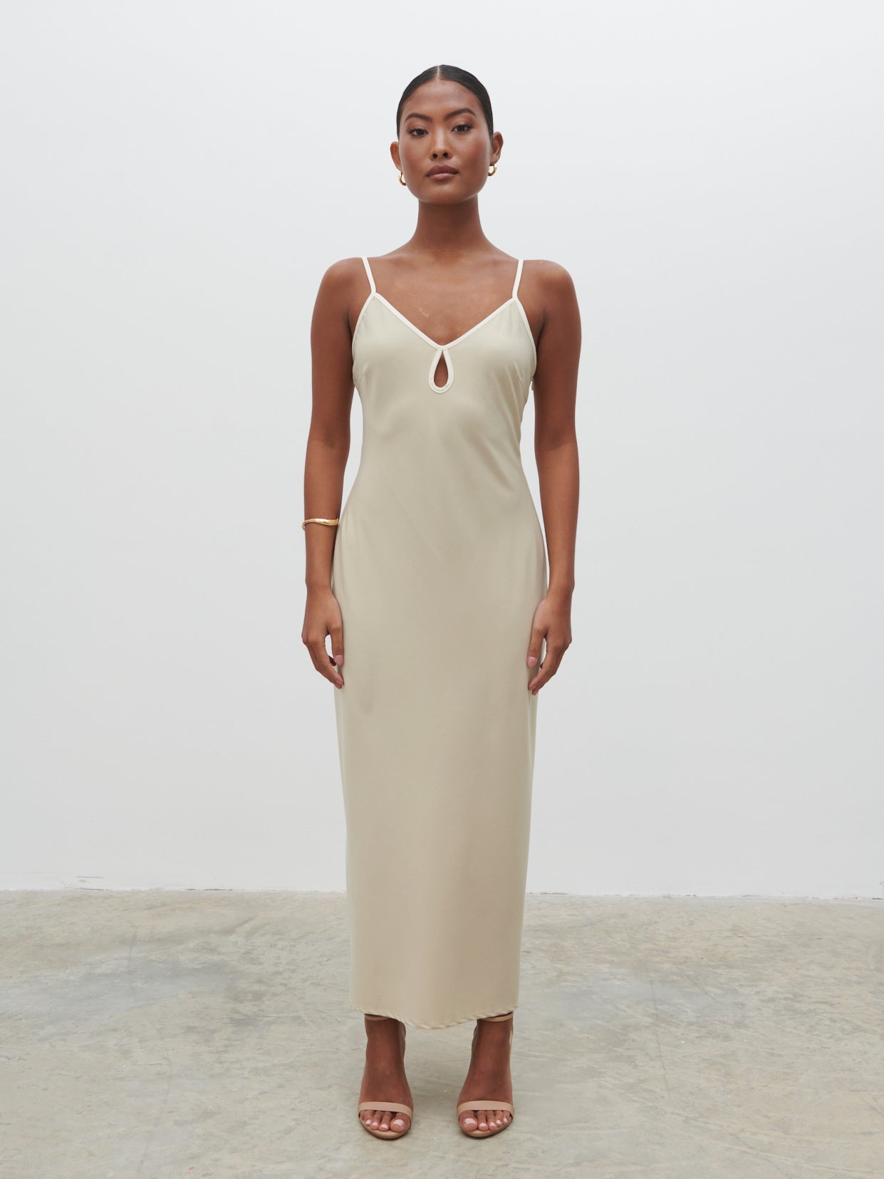 Harper Slip Midaxi Dress - Gold and Oyster