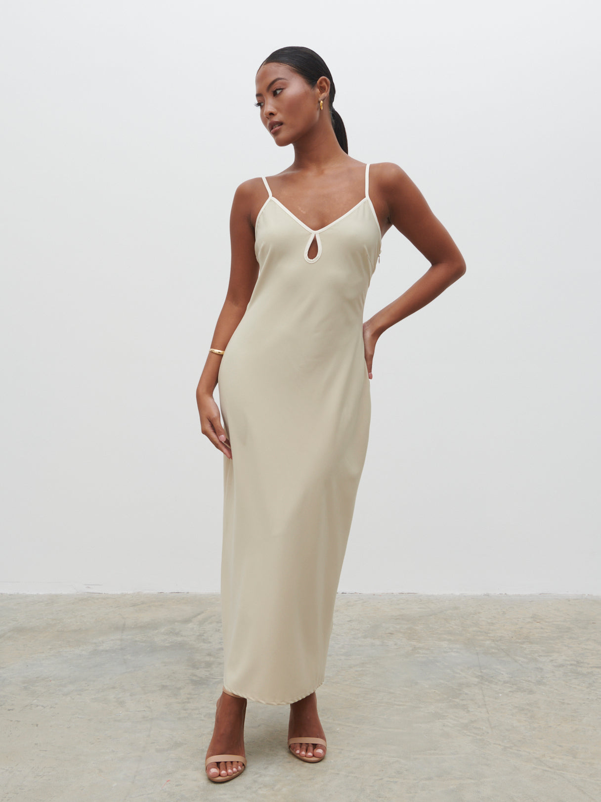 Harper Slip Midaxi Dress - Gold and Oyster