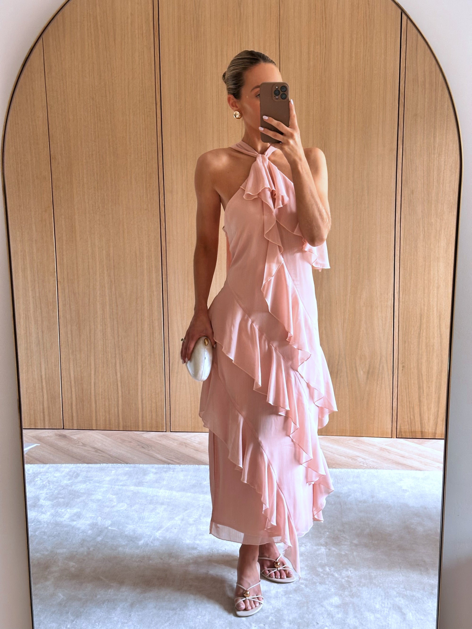 Aria Halterneck Ruffle Midaxi Dress
