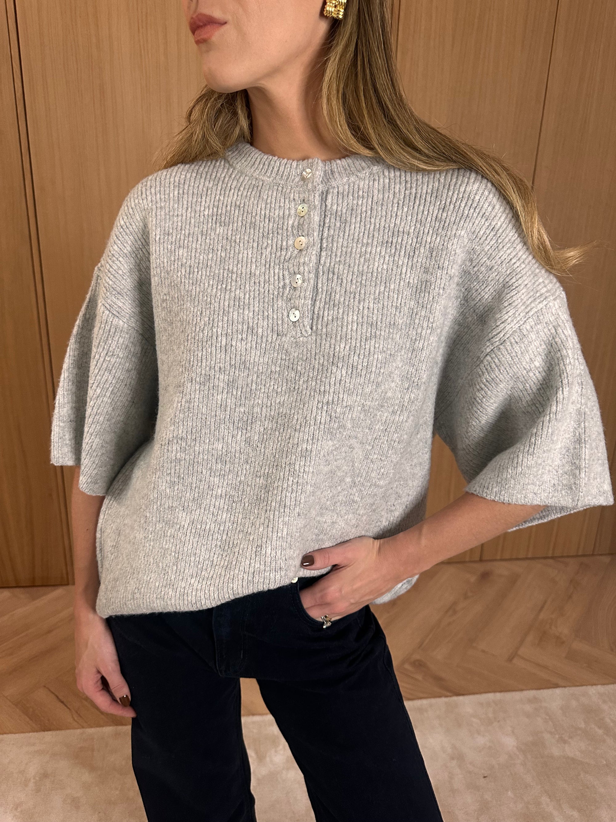 Amari Fluffy Knit Top - Grey Marl – Pretty Lavish Amari Fluffy Knit Top - Grey Marl – Pretty Lavish