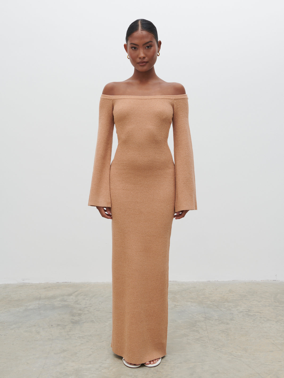 Joanna Bardot Knit Maxi Dress - Tan Blush