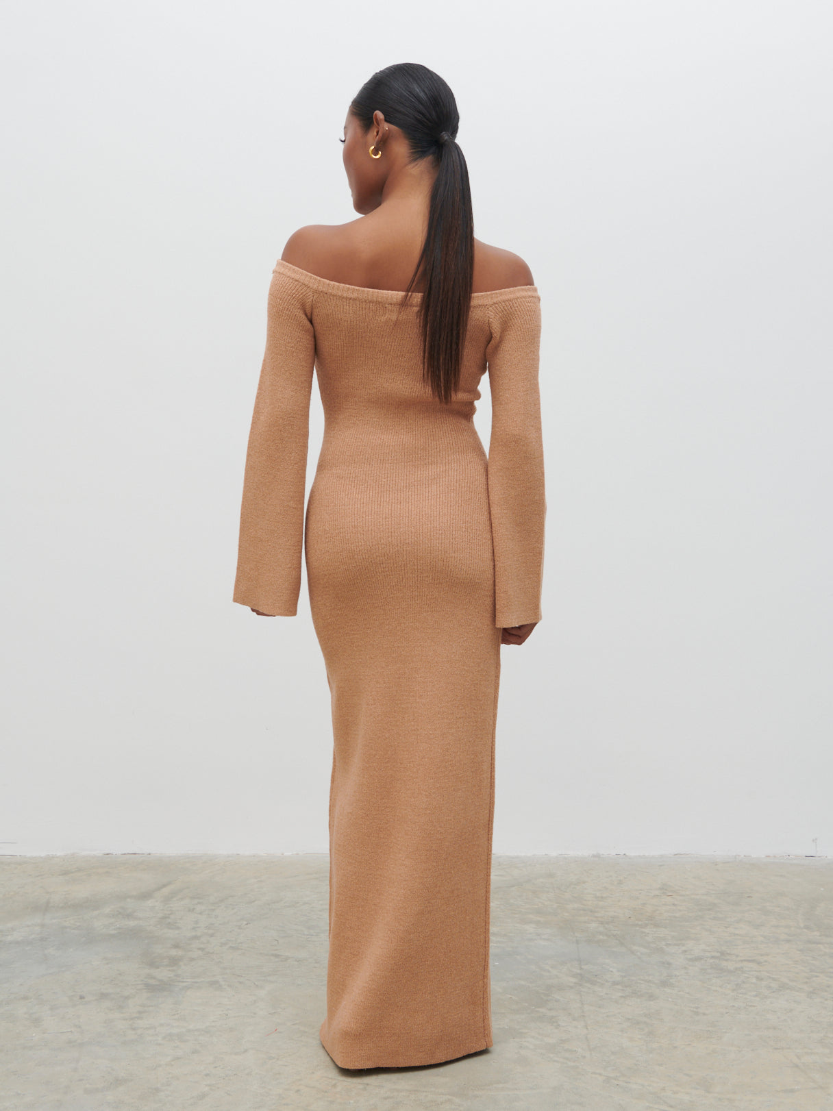 Joanna Bardot Knit Maxi Dress - Tan Blush