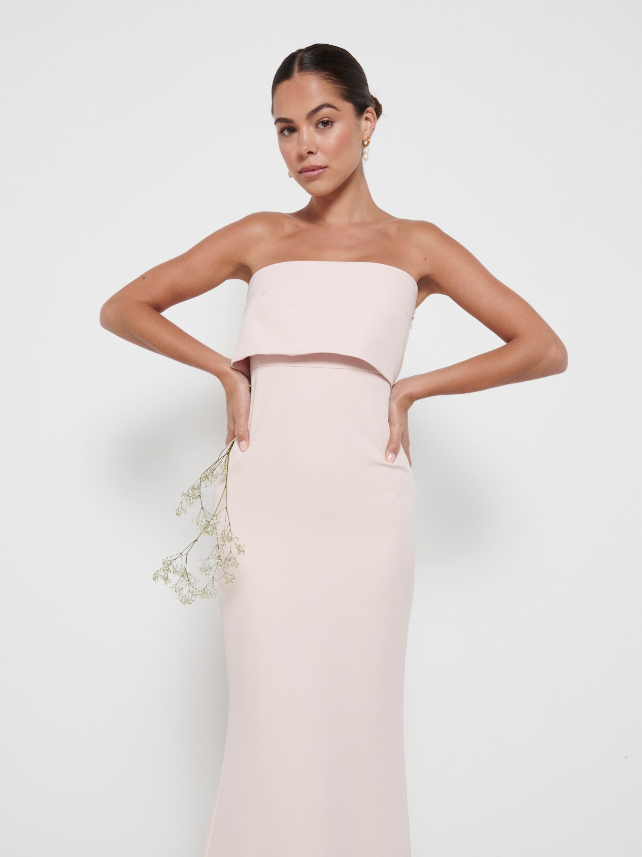 Julia Crepe Maxi Bridesmaid Dress - Blush