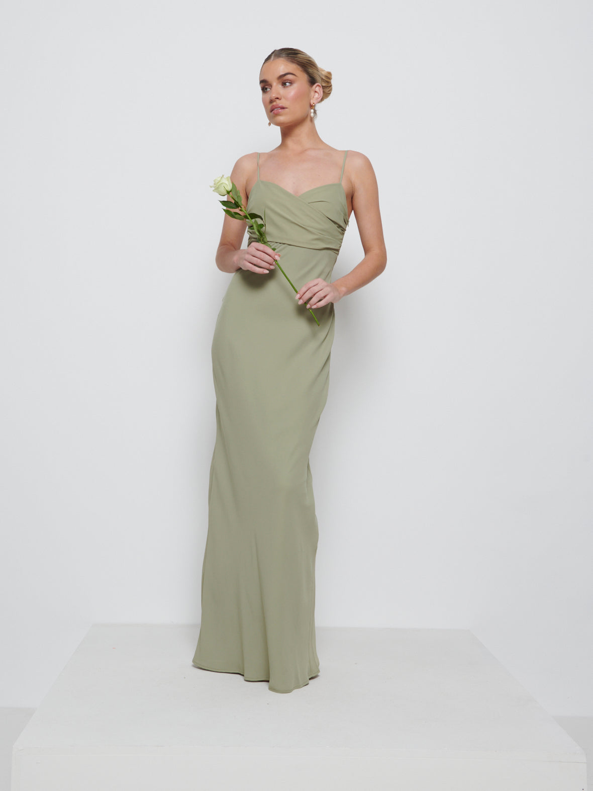 Kehlani Twist Cami Bridesmaid Dress - Olive