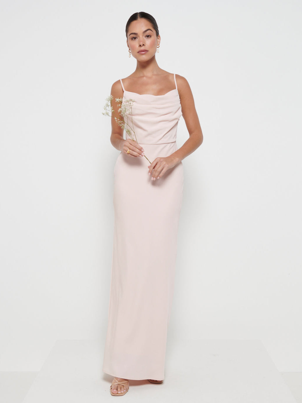 Keisha Cowl Neck Maxi Bridesmaid Dress - Blush – Pretty Lavish