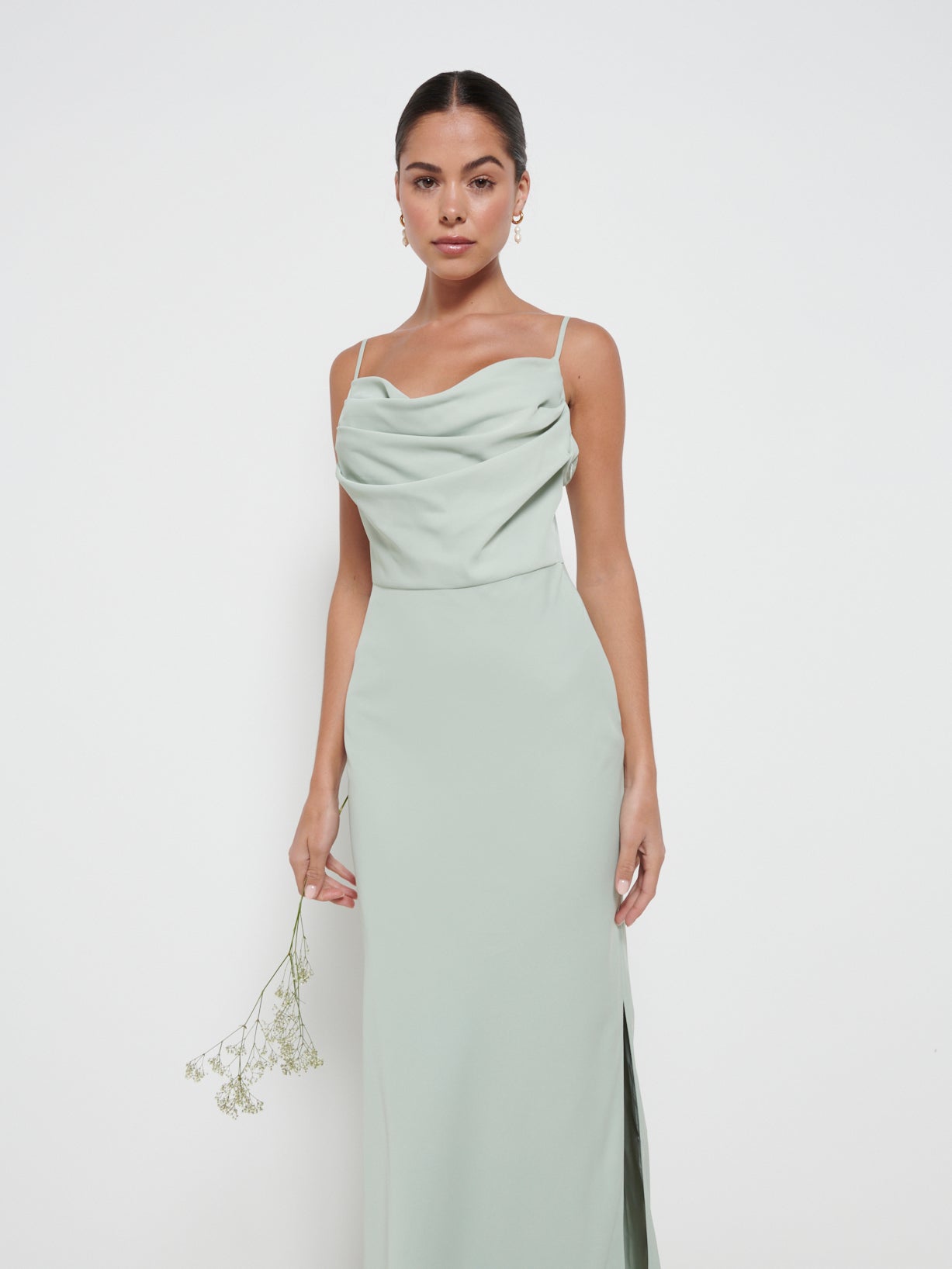 Keisha Cowl Neck Maxi Bridesmaid Dress - Sage