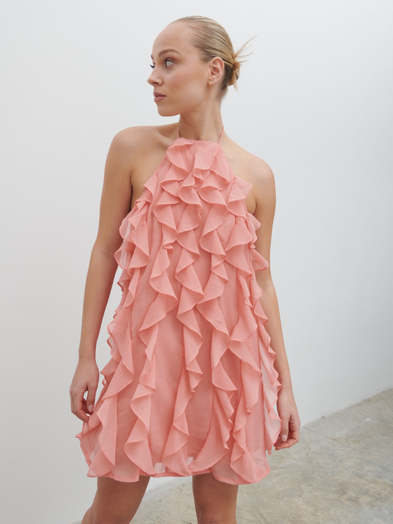 Kelsey Ruffle Mini Dress - Blush