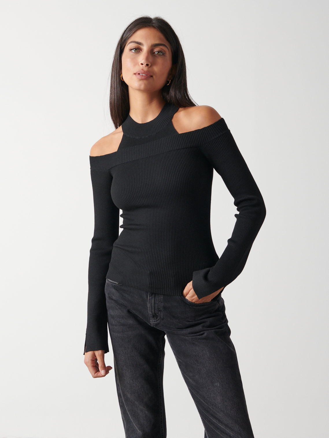 Kennedy Cut Out Knit Top - Black