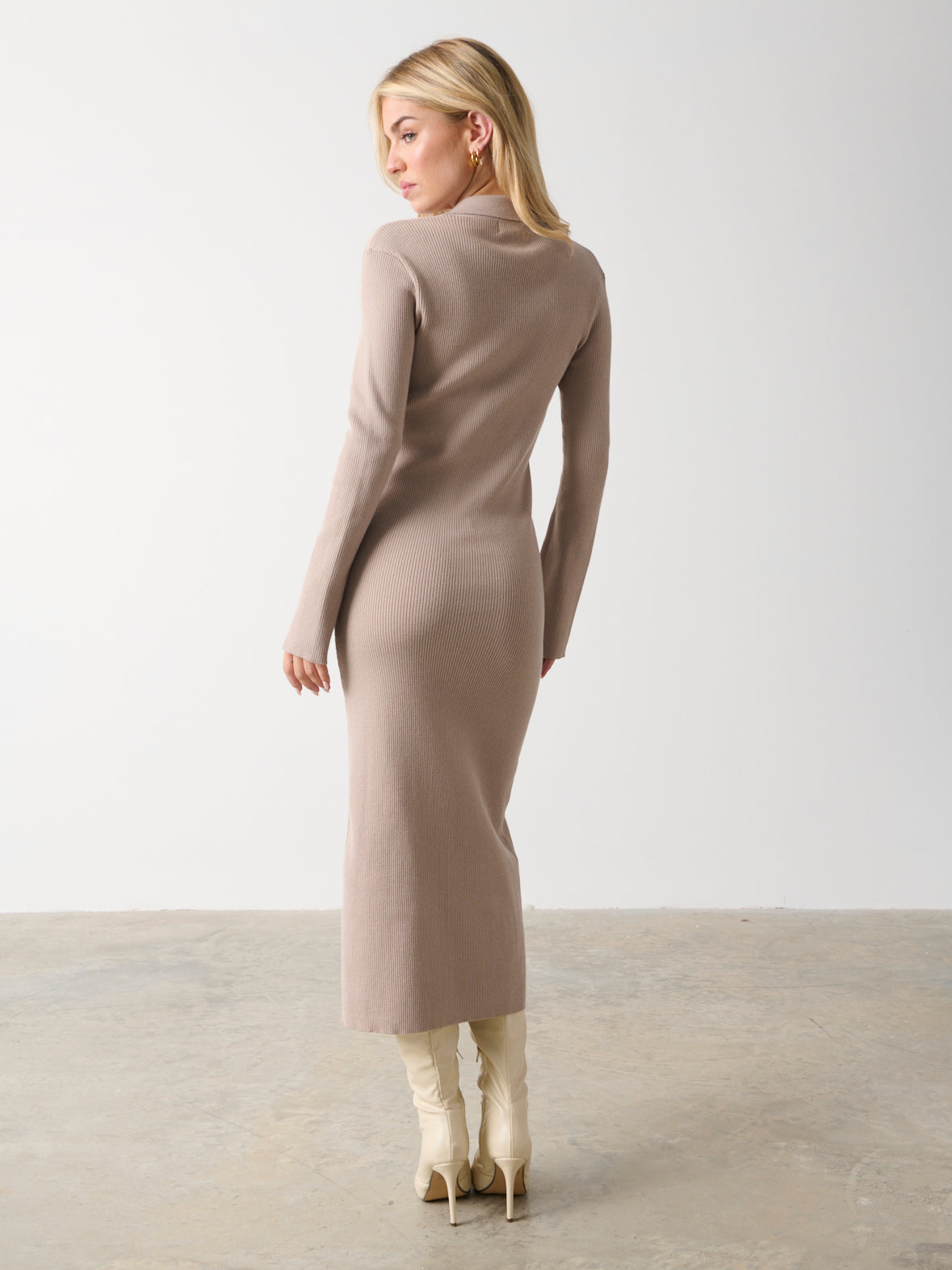 Lennox Buttoned Knit Midaxi Dress - Taupe