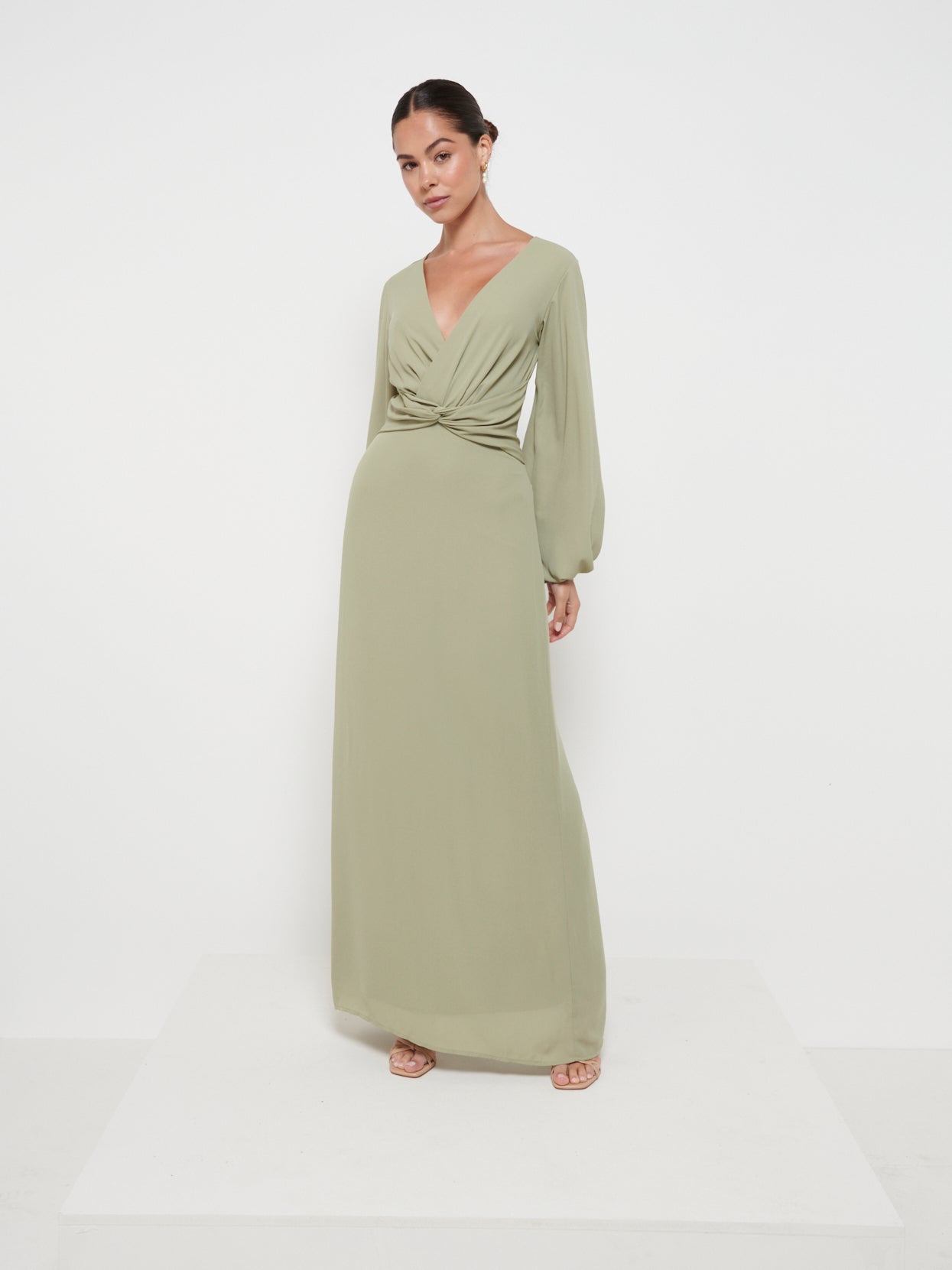 Nellie Knot Maxi Bridesmaid Dress - Olive