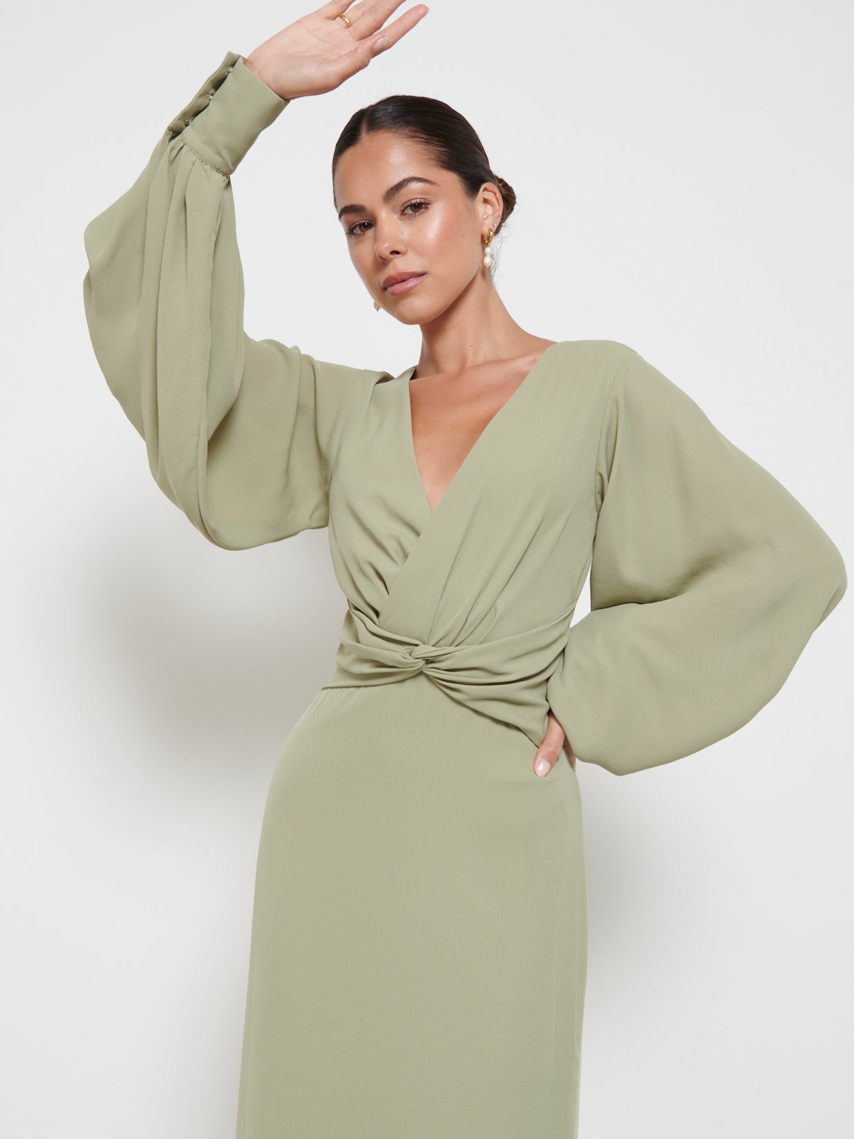 Nellie Knot Maxi Bridesmaid Dress - Olive
