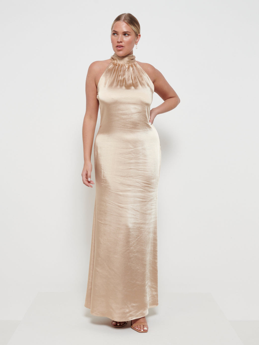Odelle Maxi Bridesmaid Dress Matte Bronze Pretty Lavish