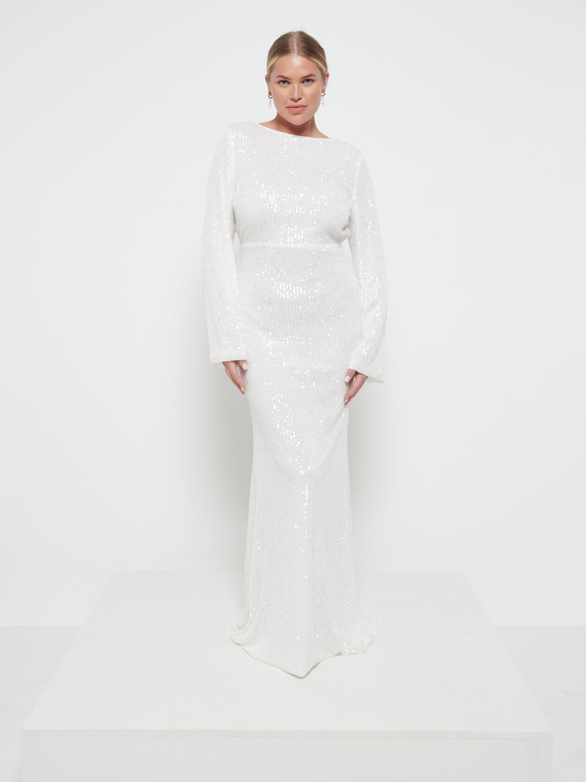Olivia Sequin Backless Maxi Dress - Ivory