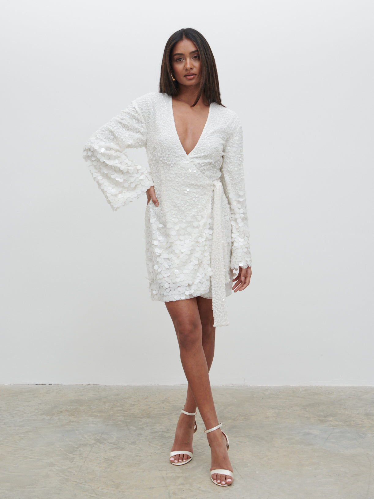 Provence Wrap Sequin Dress - Ivory