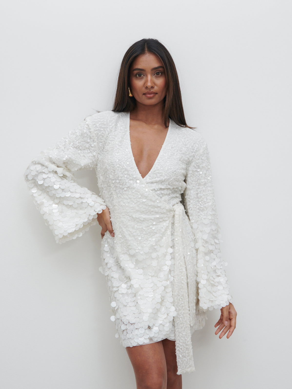 Provence Wrap Sequin Dress - Ivory