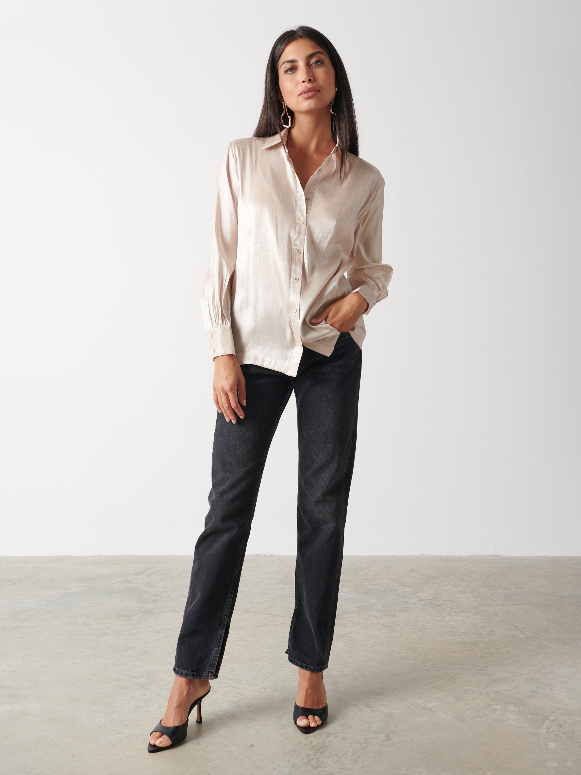 Rosalie Collared Blouse - Champagne Gold