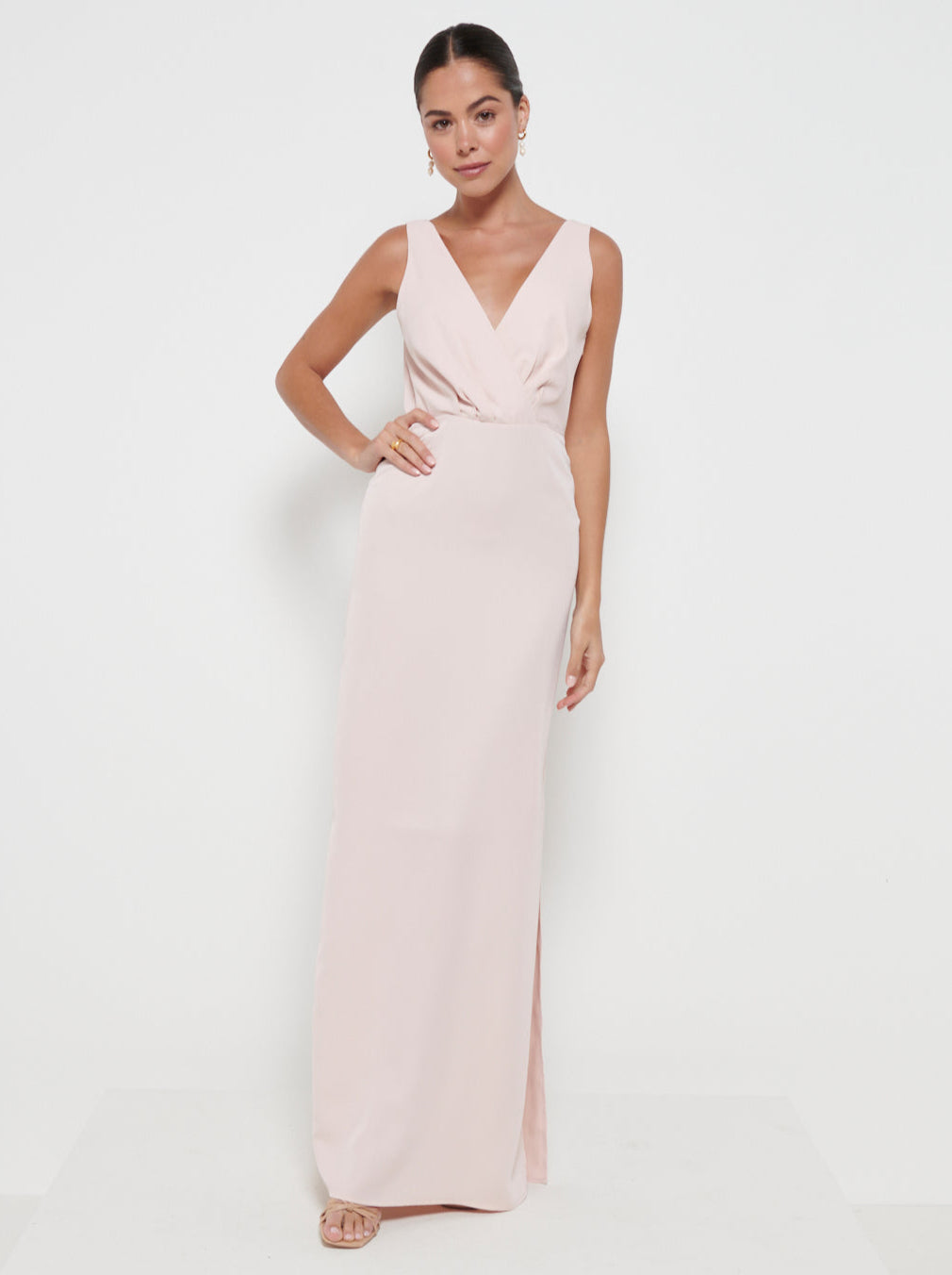 blush pink wrap bridesmaid dresses Silva Maxi Dress YGroup_2630 this elegant bridesmaid dress Devenez une pro du Size:XLarge (12-14)