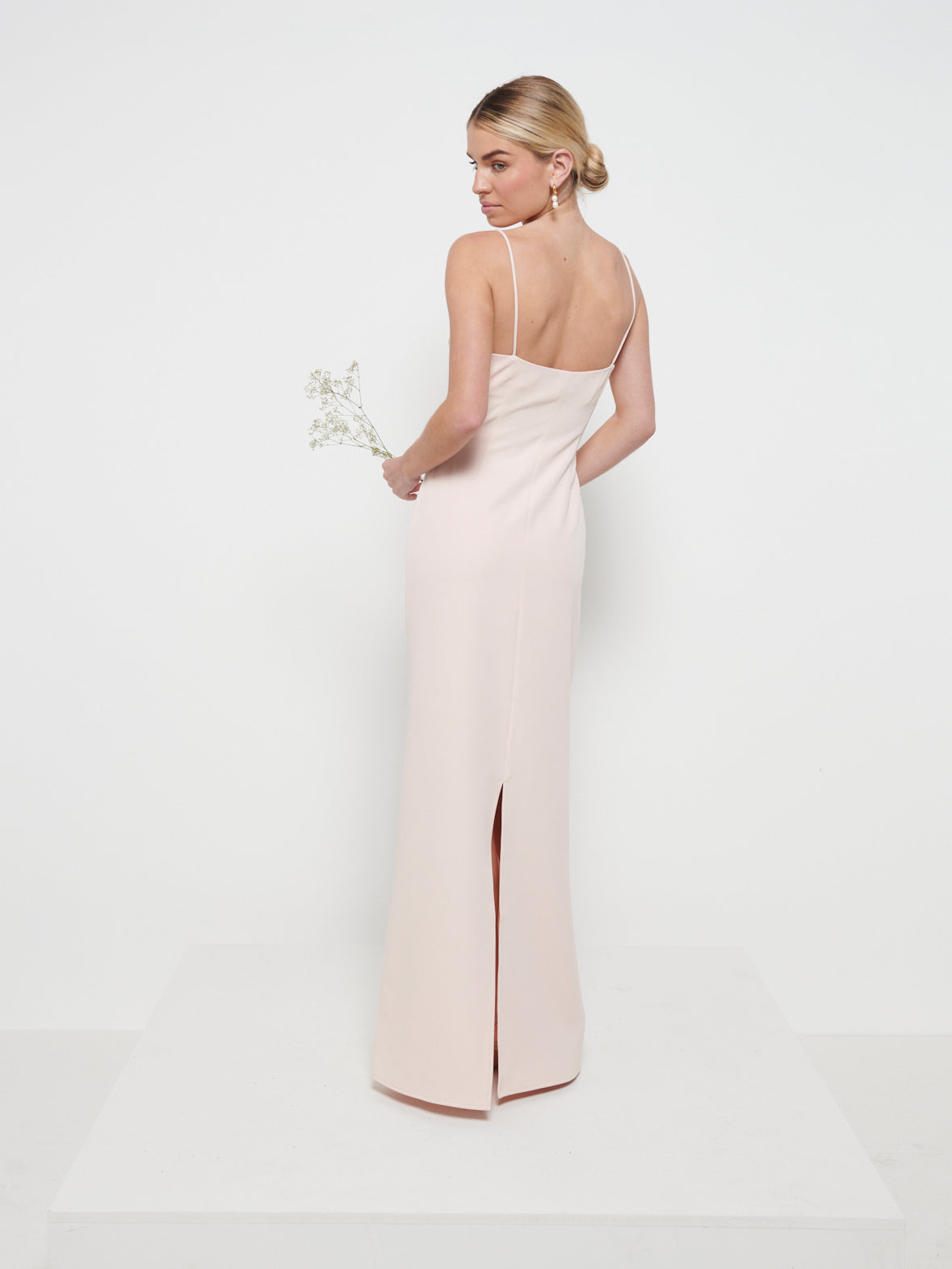 Tillie V-Neck Maxi Bridesmaid Dress - Blush
