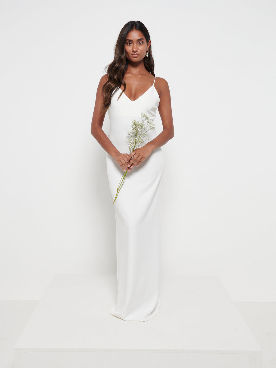 Tillie V-Neck Maxi Bridesmaid Dress - Ivory