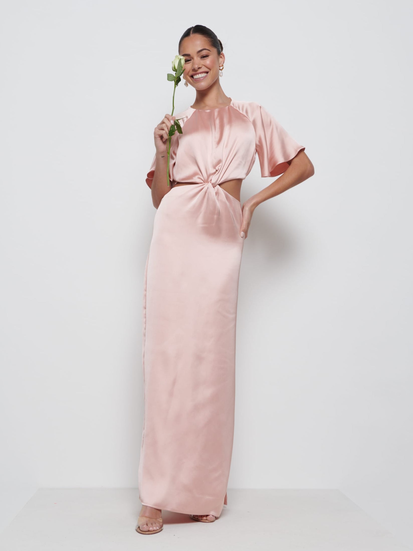 Zara Twist Knot Bridesmaid Dress Blush Pretty Lavish