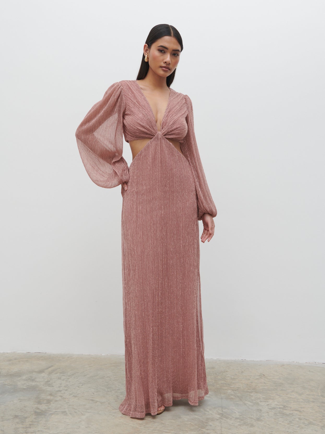 Zaya Plisse Metallic Maxi Dress - Pink