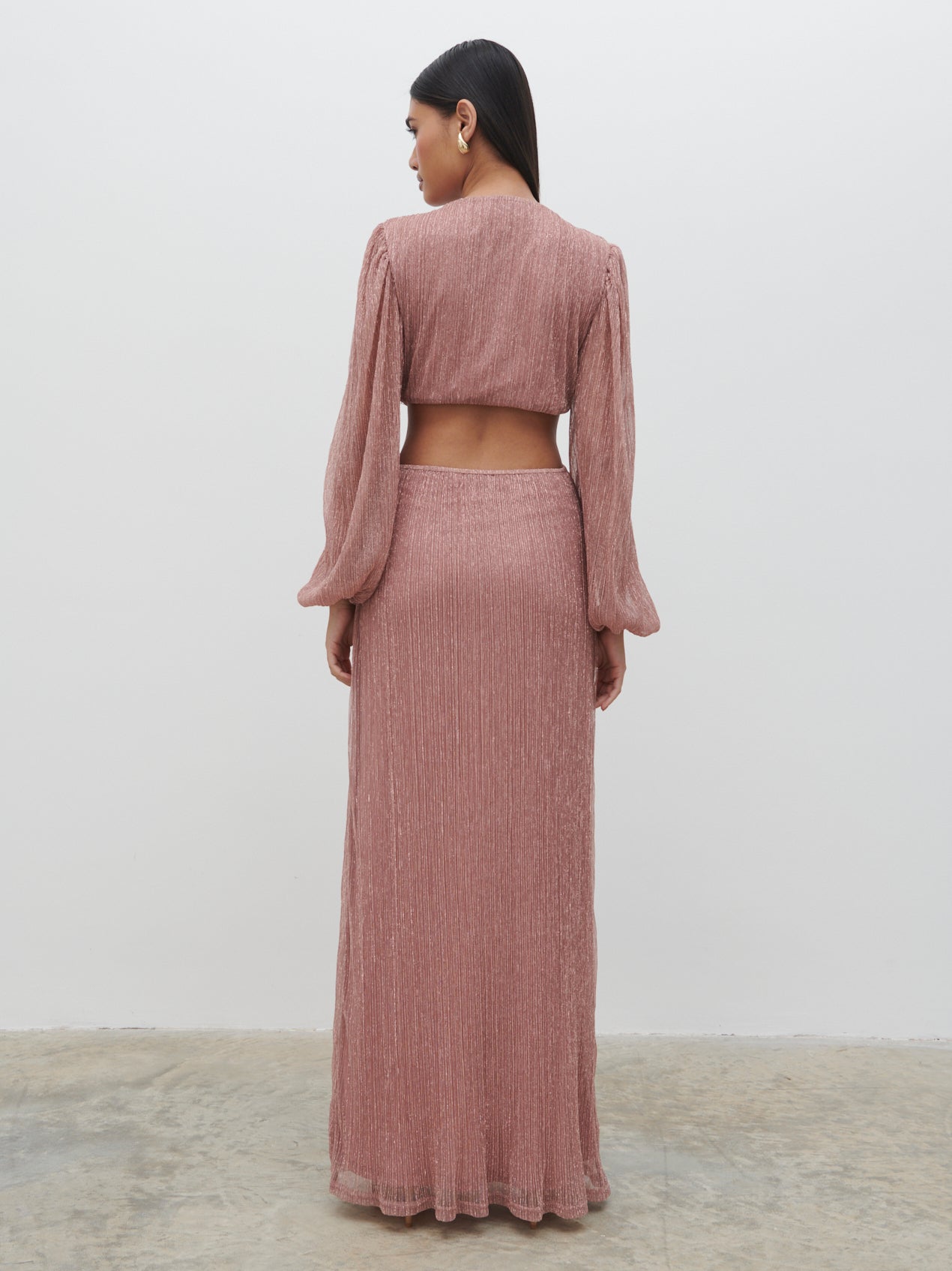 Zaya Plisse Metallic Maxi Dress - Pink