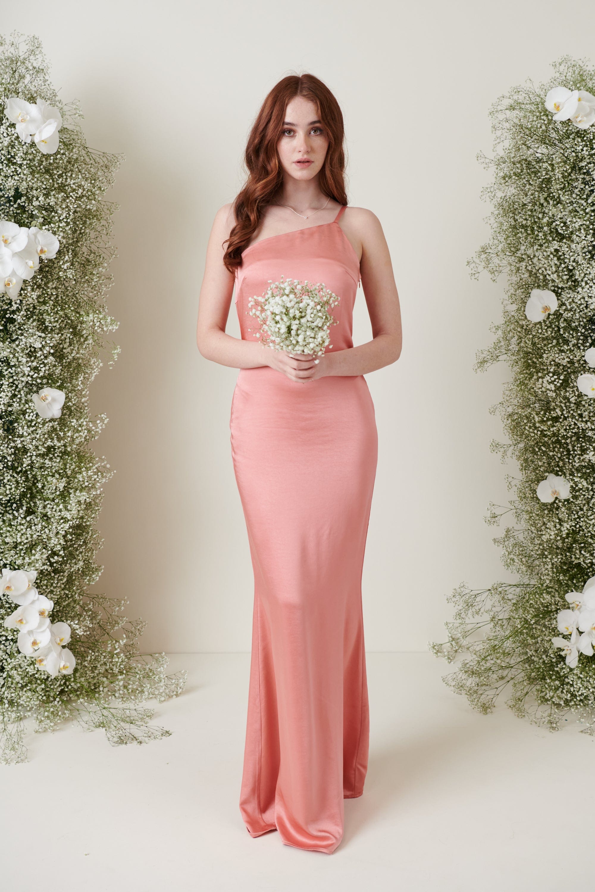 Amelia Maxi Bridesmaid Dress - Matte Apricot Pink