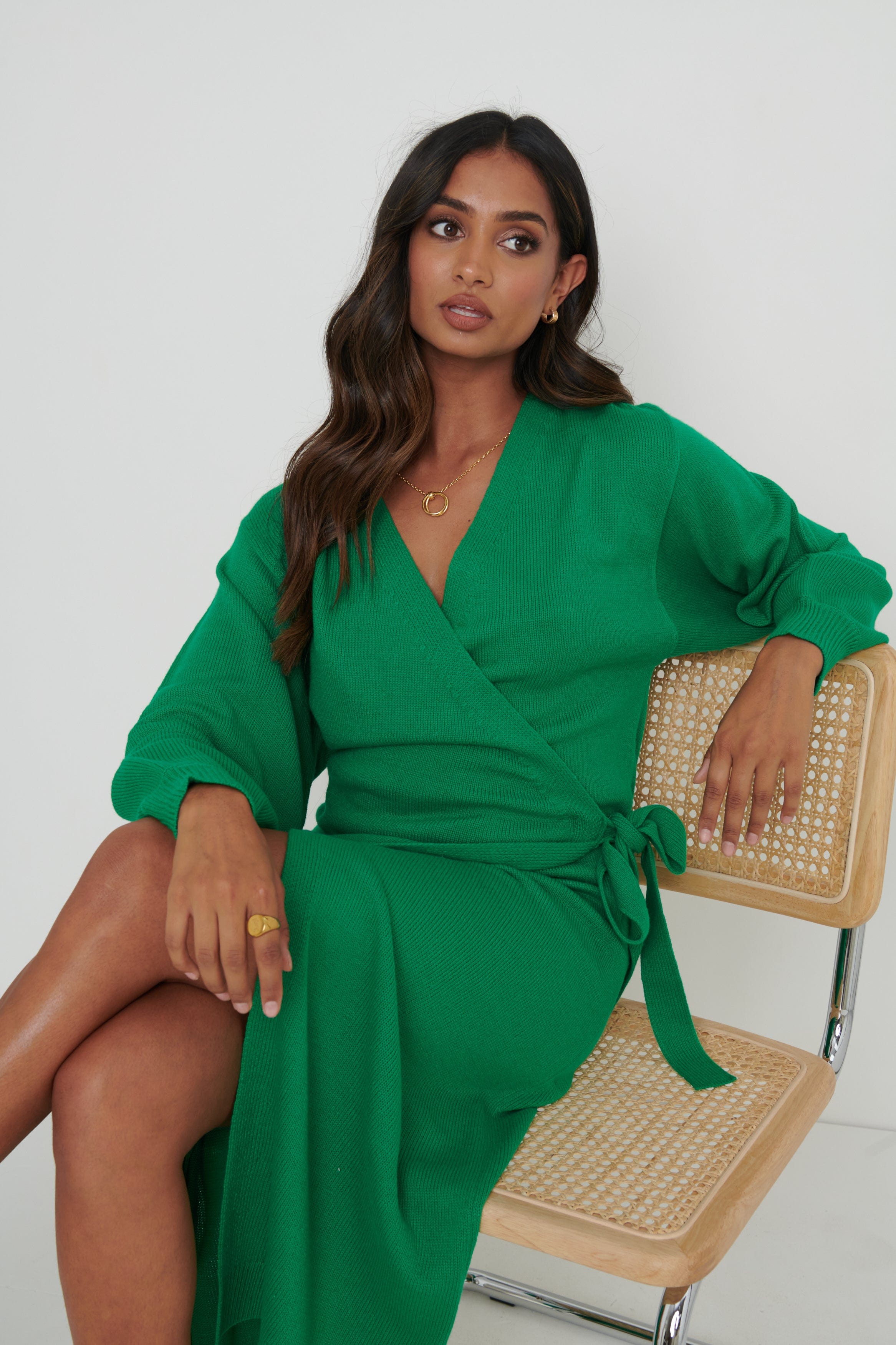 Beau Wrap Midi Dress - Emerald