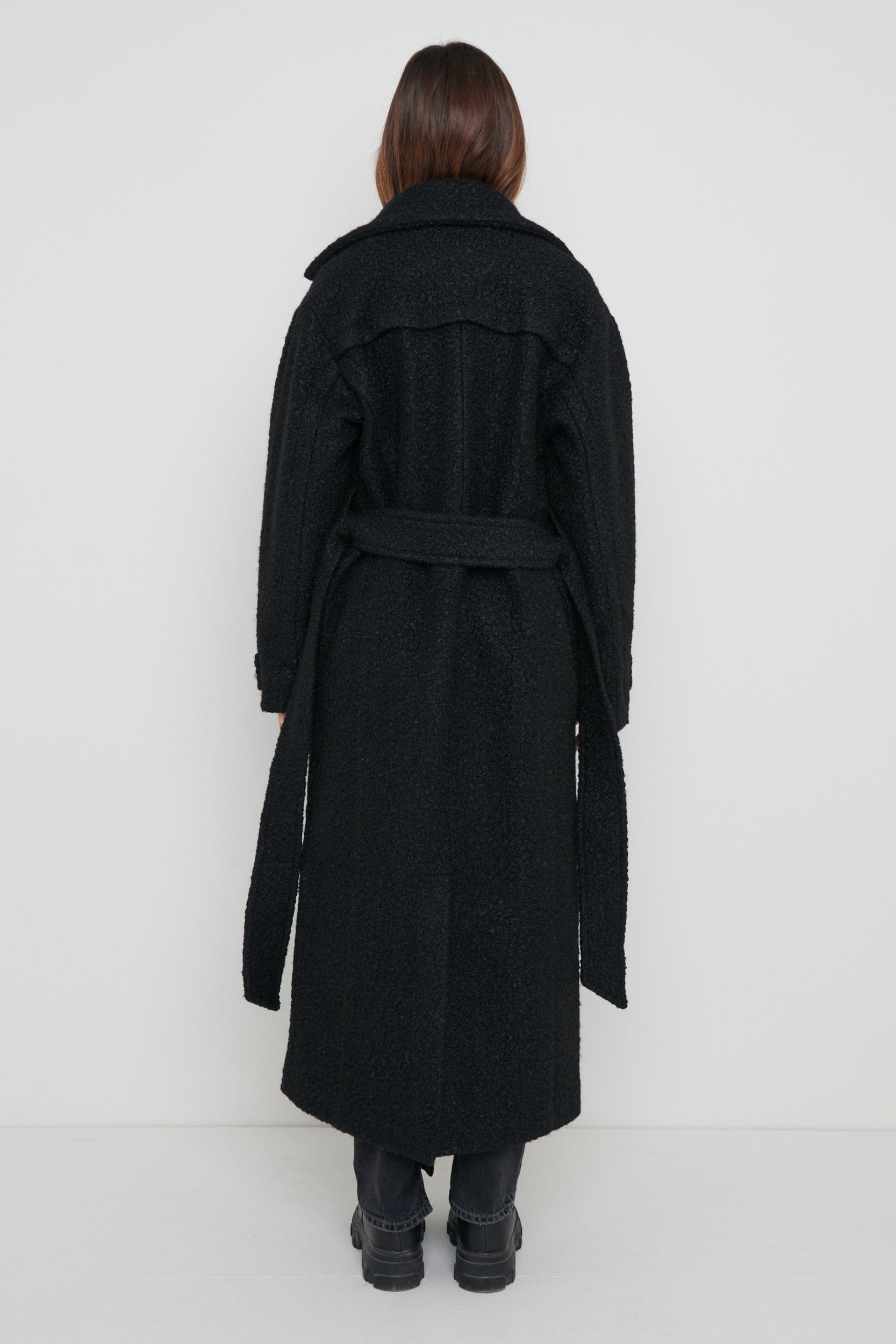 Grayson Boucle Oversized Coat - Black