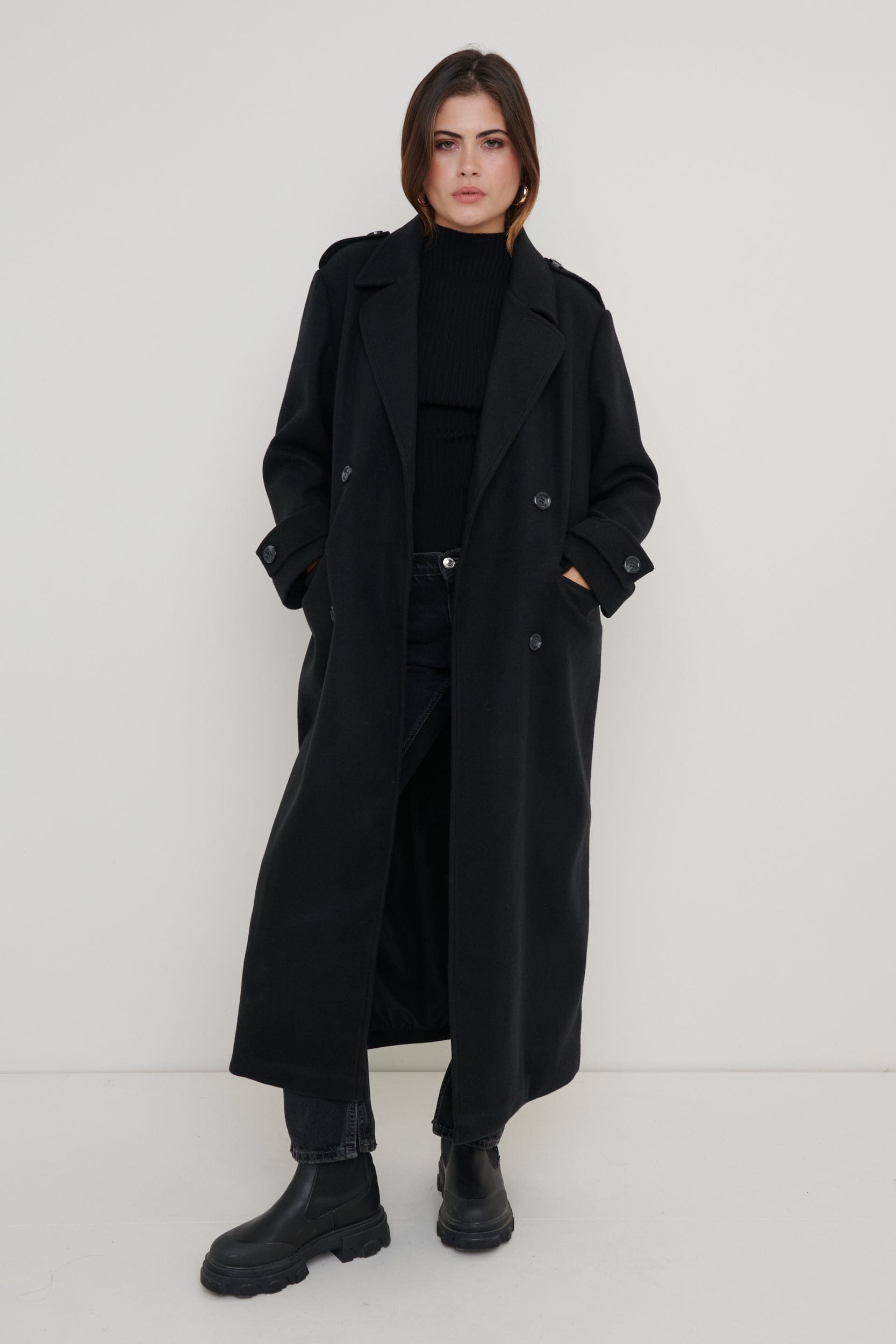Harice Oversized Tailored Coat - Black