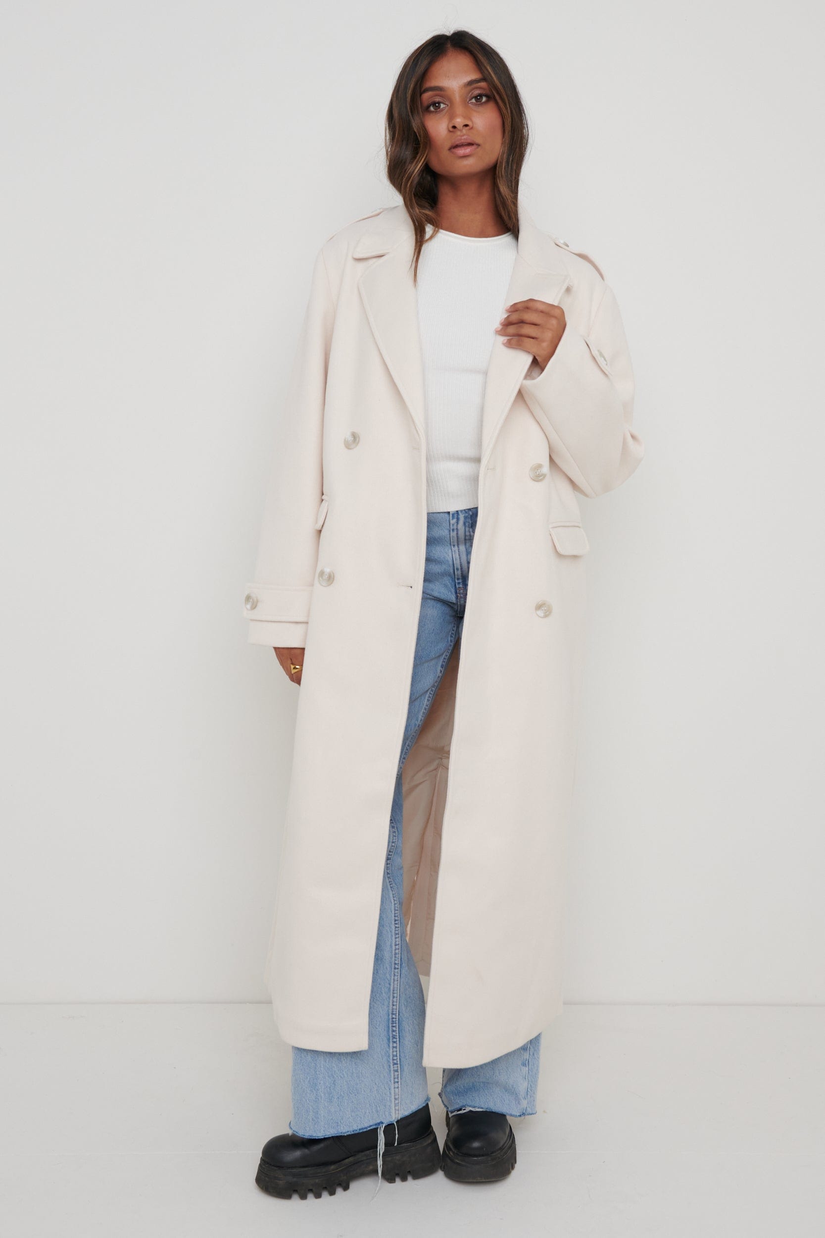 Harice Oversized Tailored Coat Cream Pretty Lavish 8278