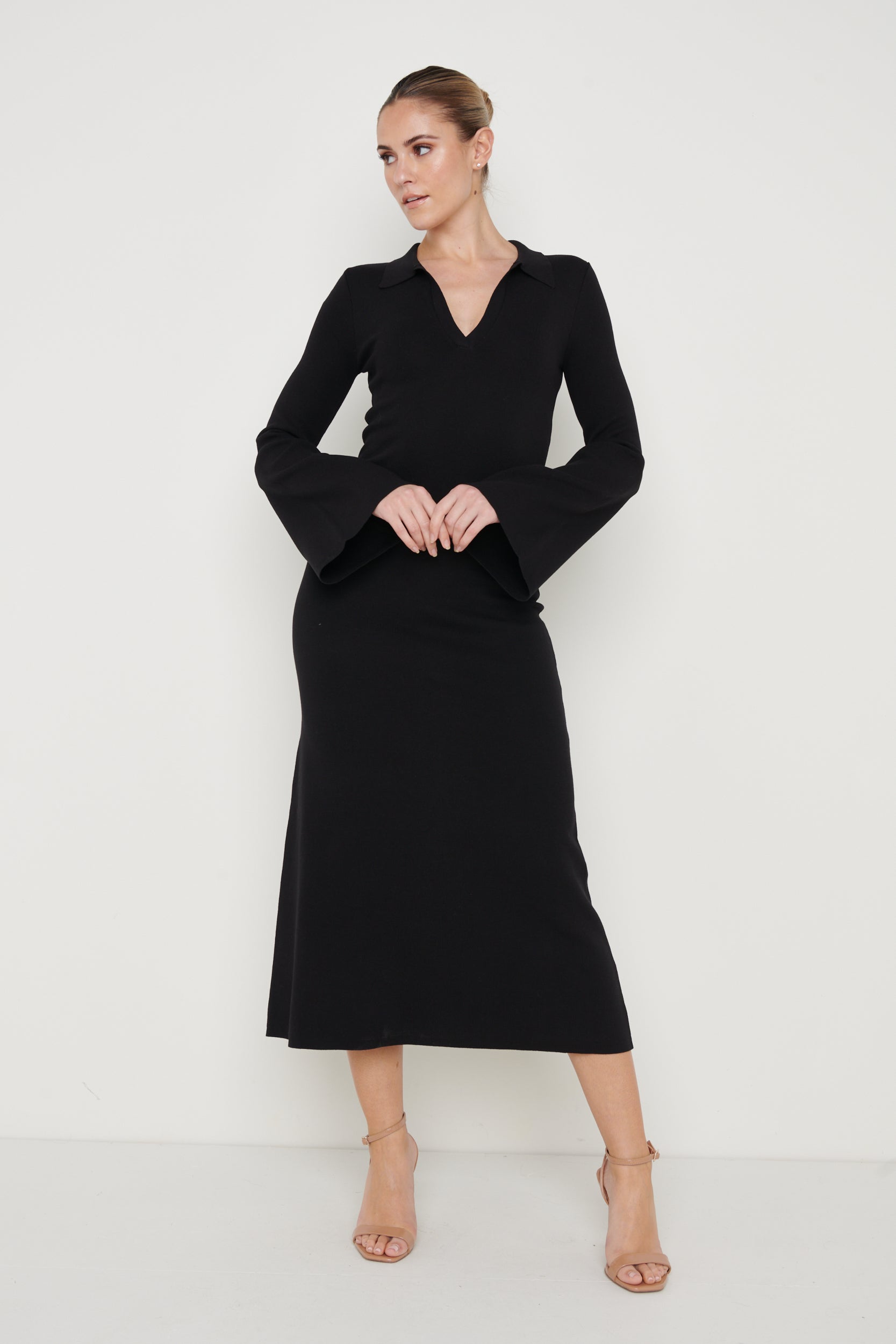 Hayden Knit Midaxi Dress - Black