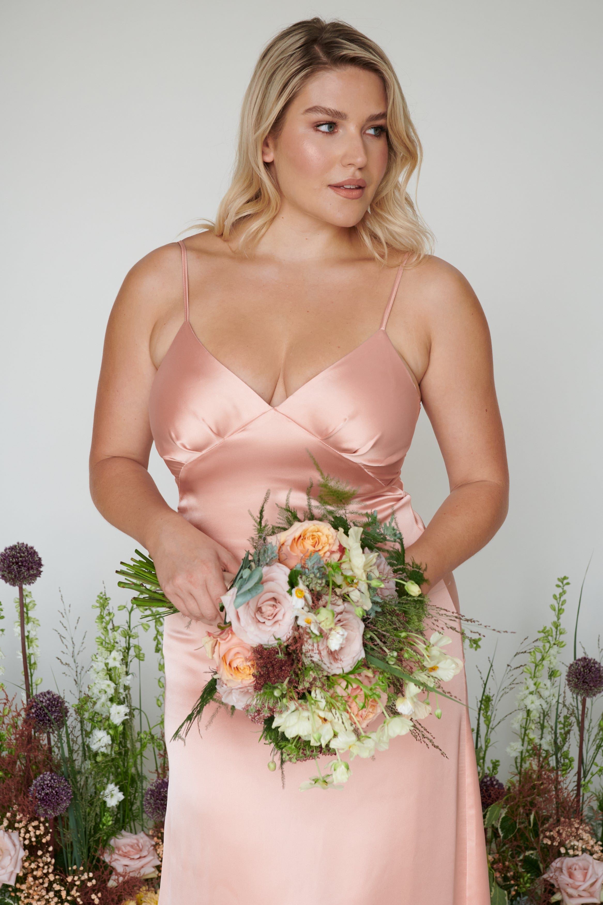 Ines Recycled Maxi Bridesmaids Dress - Matte True Blush