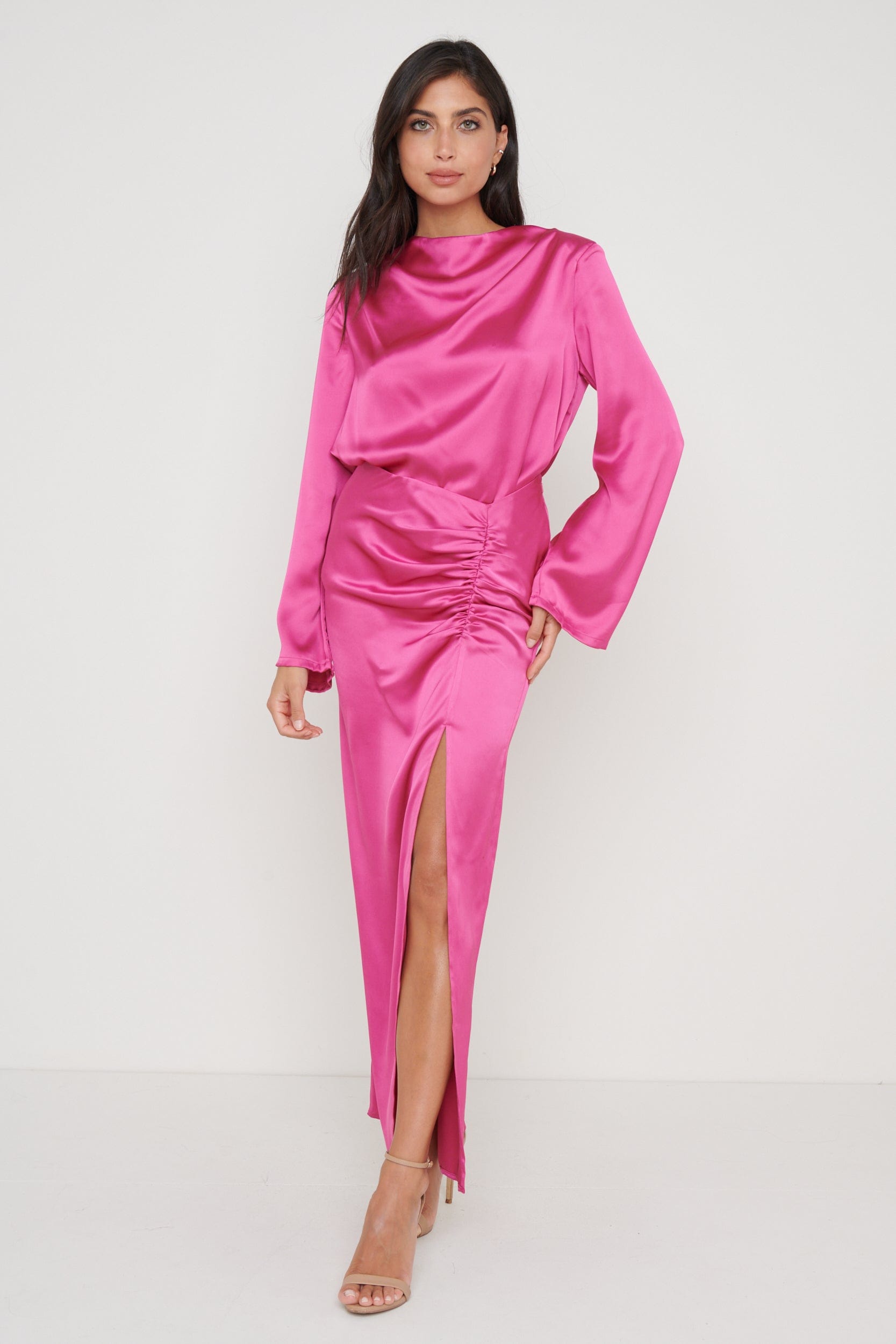 Maeva Ruched Maxi Skirt - Pink
