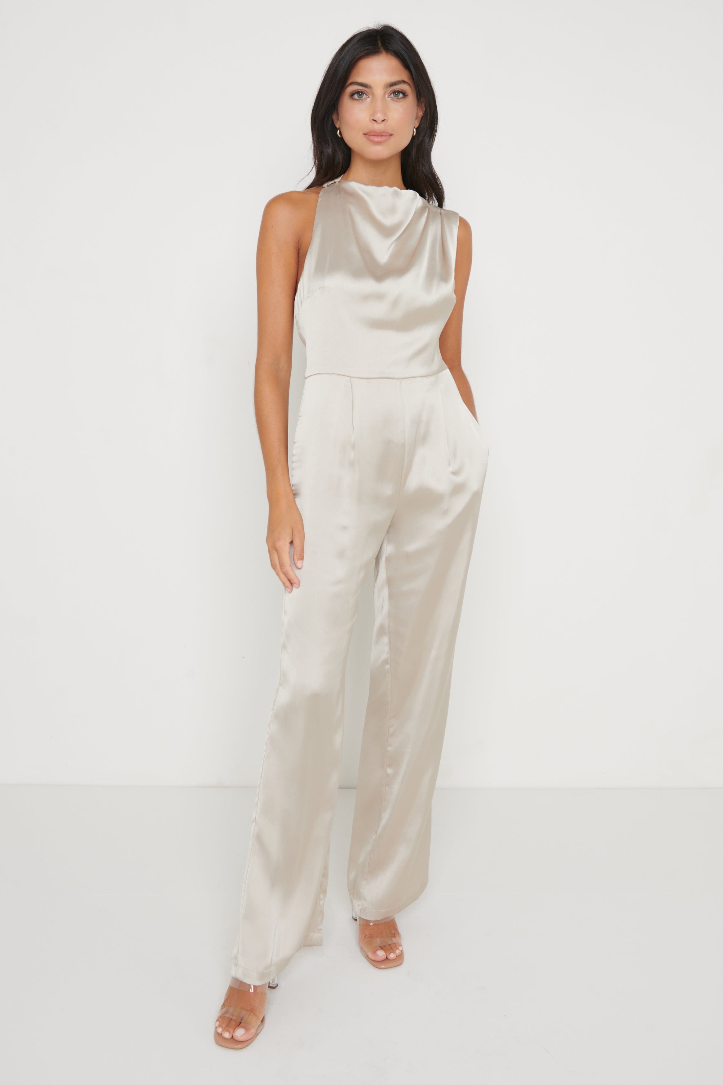 Jett Backless Jumpsuit - Taupe
