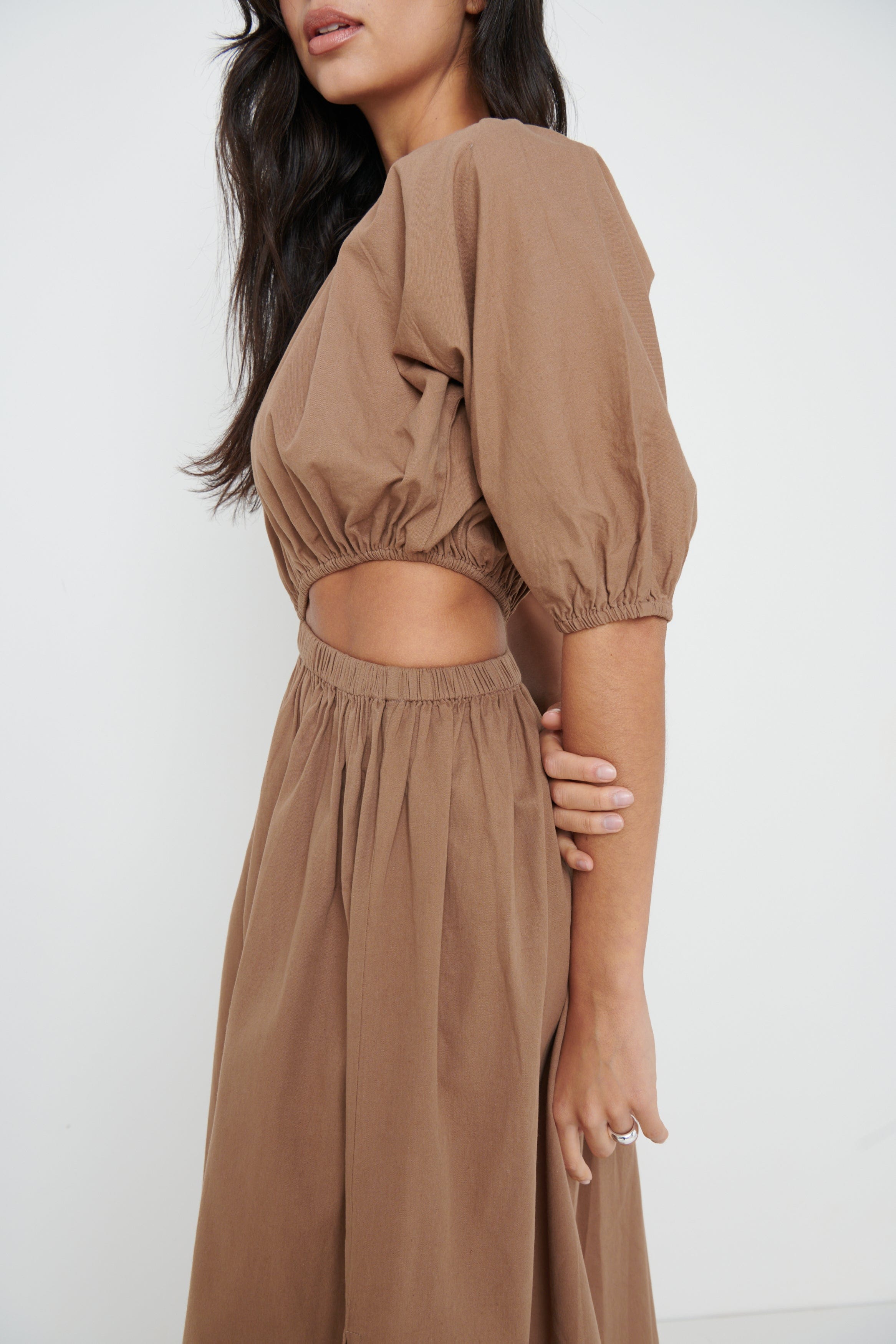 Jude Cut Out Midaxi Dress - Brown