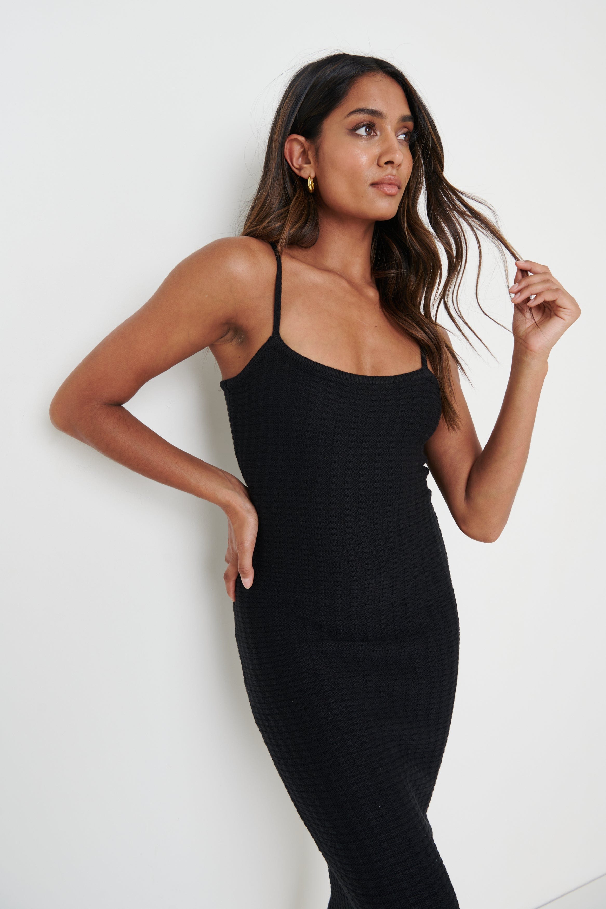 Keisha Crochet Midaxi Dress - Black