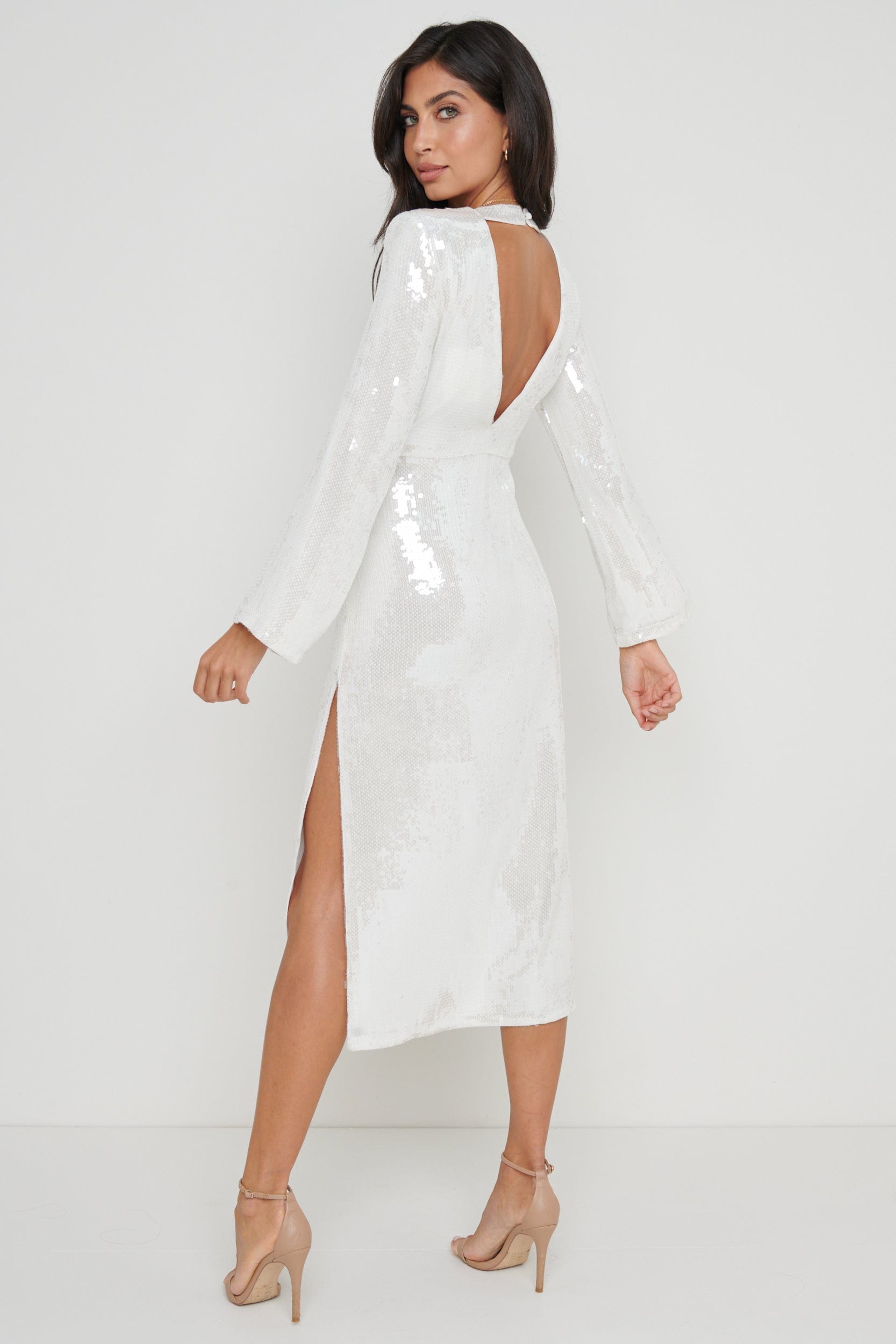 Lucia Sequin Dress - White