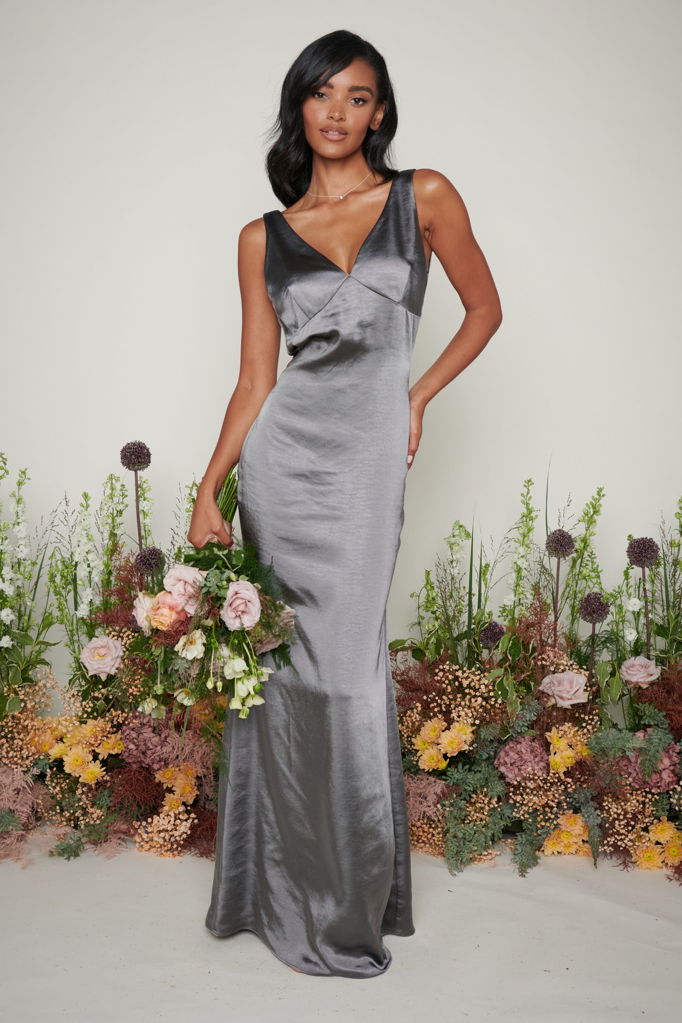 Piper Maxi Bridesmaid Dress - Matte Slate Grey